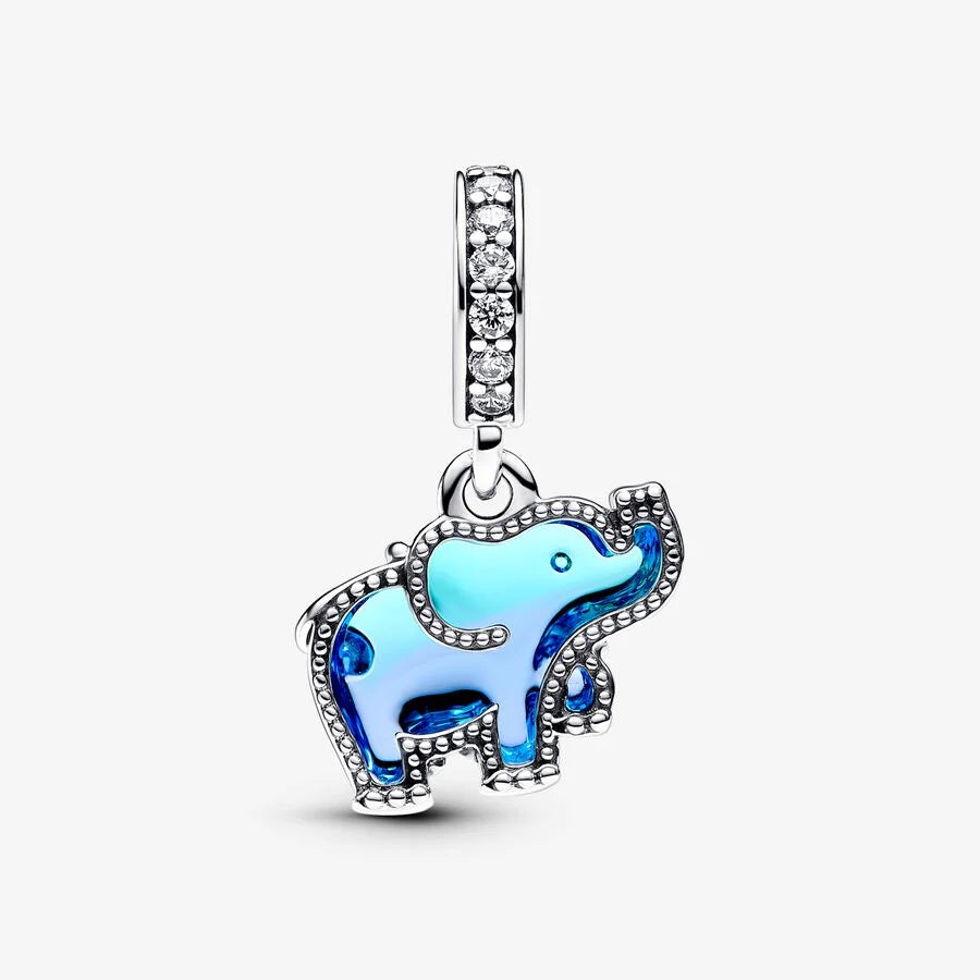 Pandora Blå muranoglass elefant charm