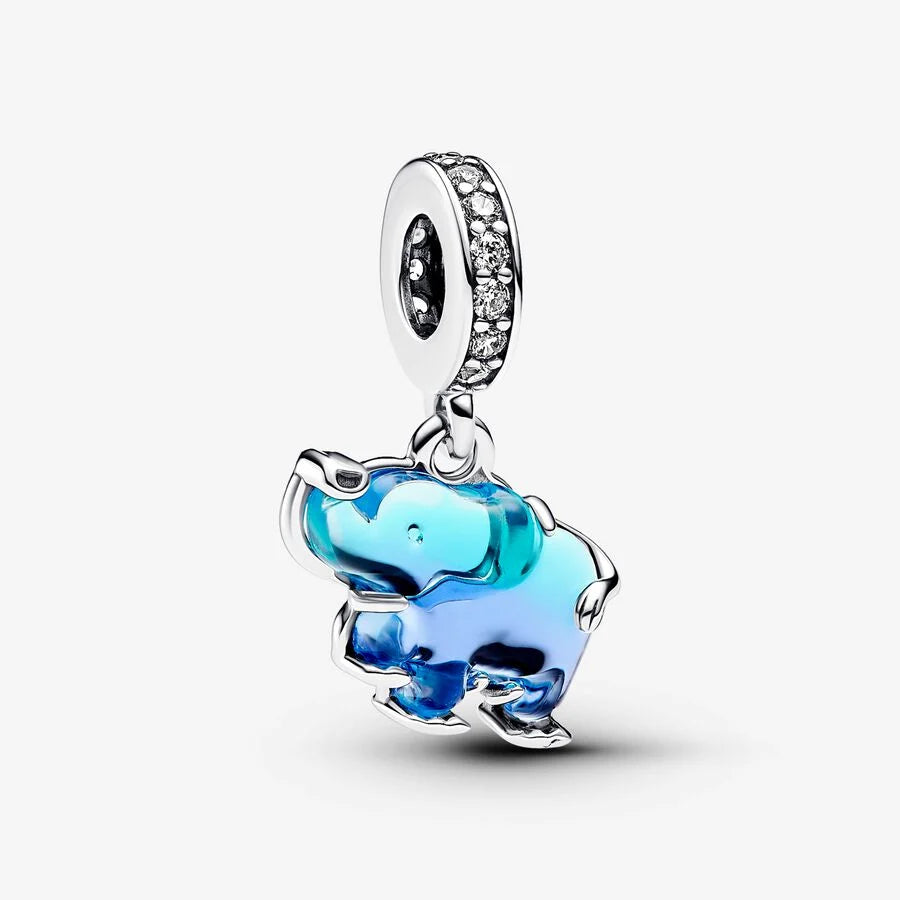 Pandora Blå muranoglass elefant charm