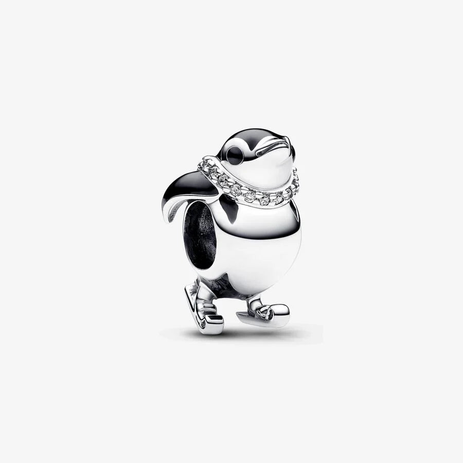 Pandora pingvin på ski charm
