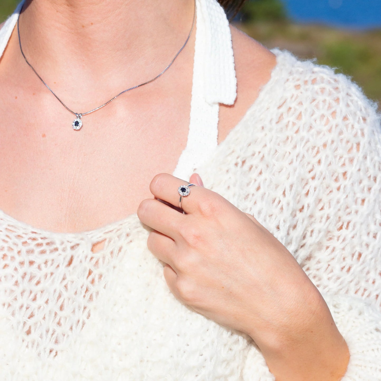 Rosettring med safir, liten