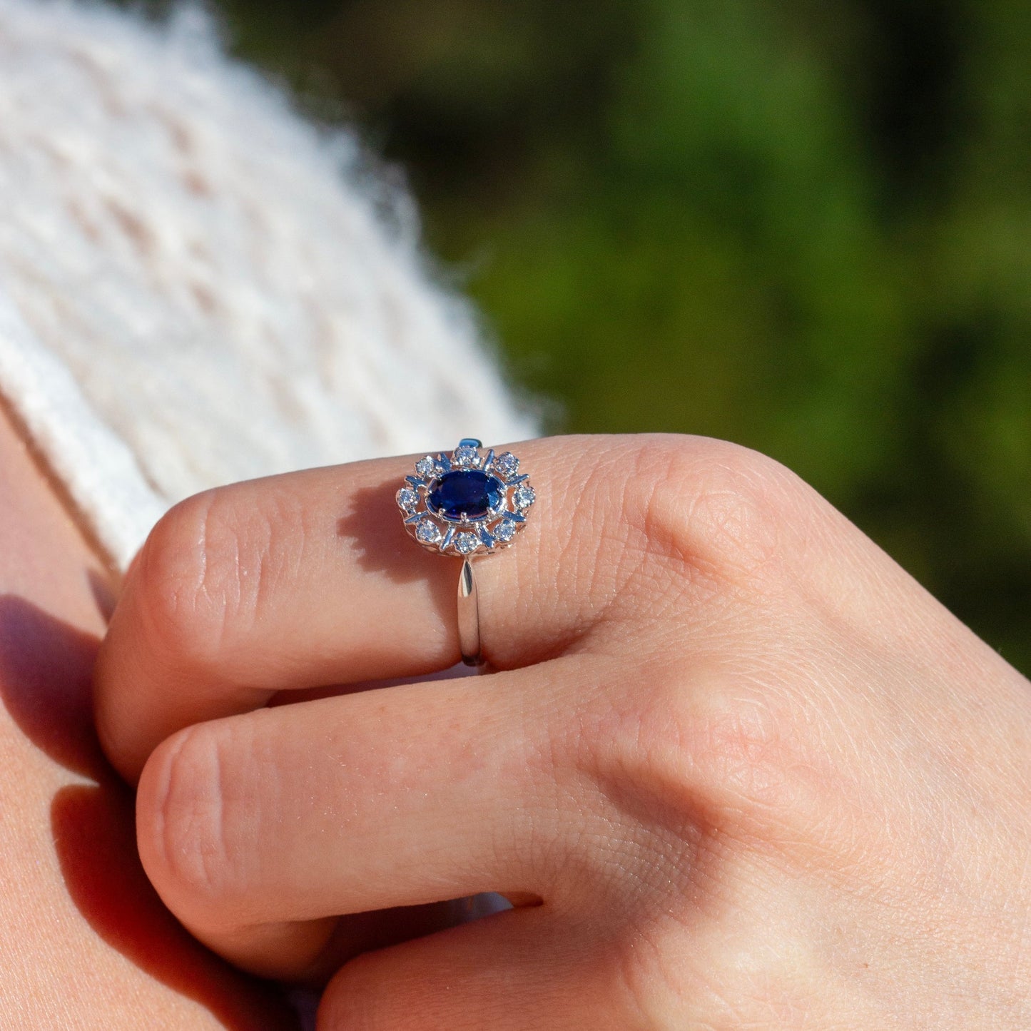 Rosettring med safir, stor