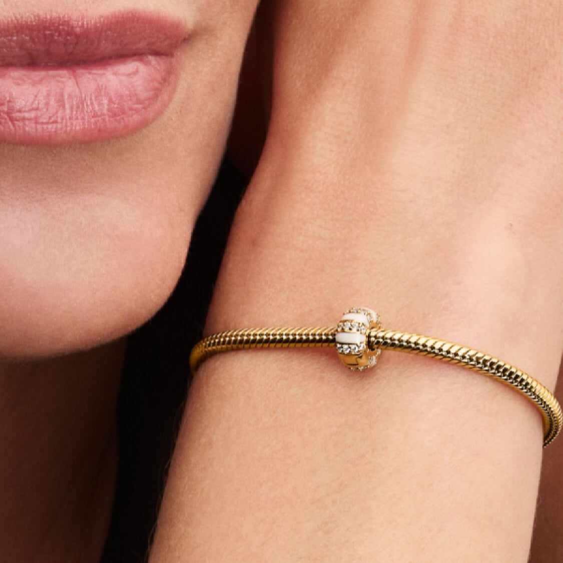 Pandora Steiner og emalje klemmecharm