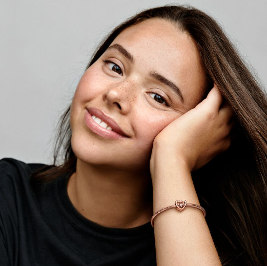 Pandora hjerte og svevende stein charm, gullbelagt