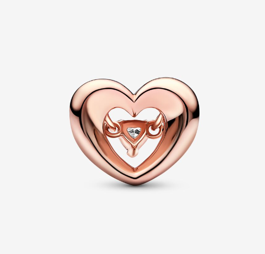 Pandora hjerte og svevende stein charm, gullbelagt