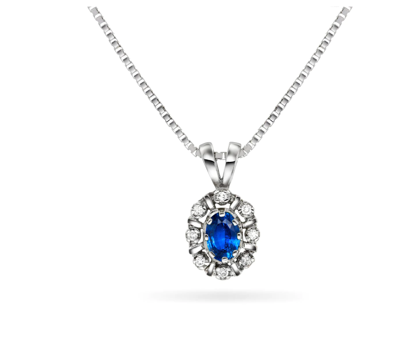 Diamantsmykke med Safir, stort