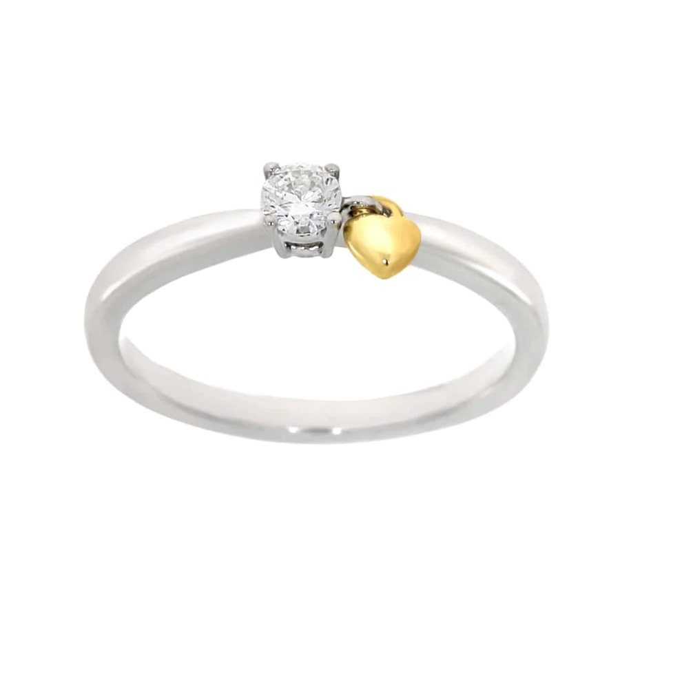 Diamantring med gullhjerte, 0.15ct TWSI