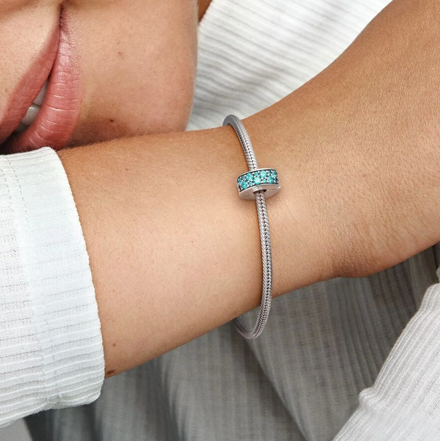 Pandora blågrønn klemmecharm