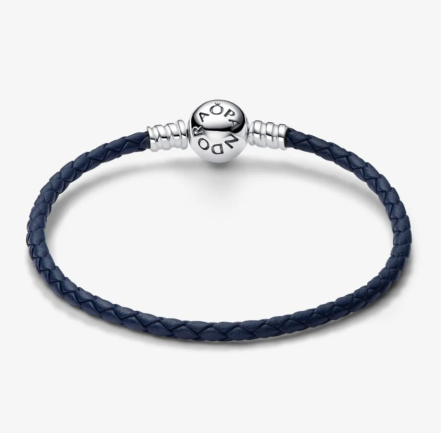 Pandora skinnarmbånd, dyp blå
