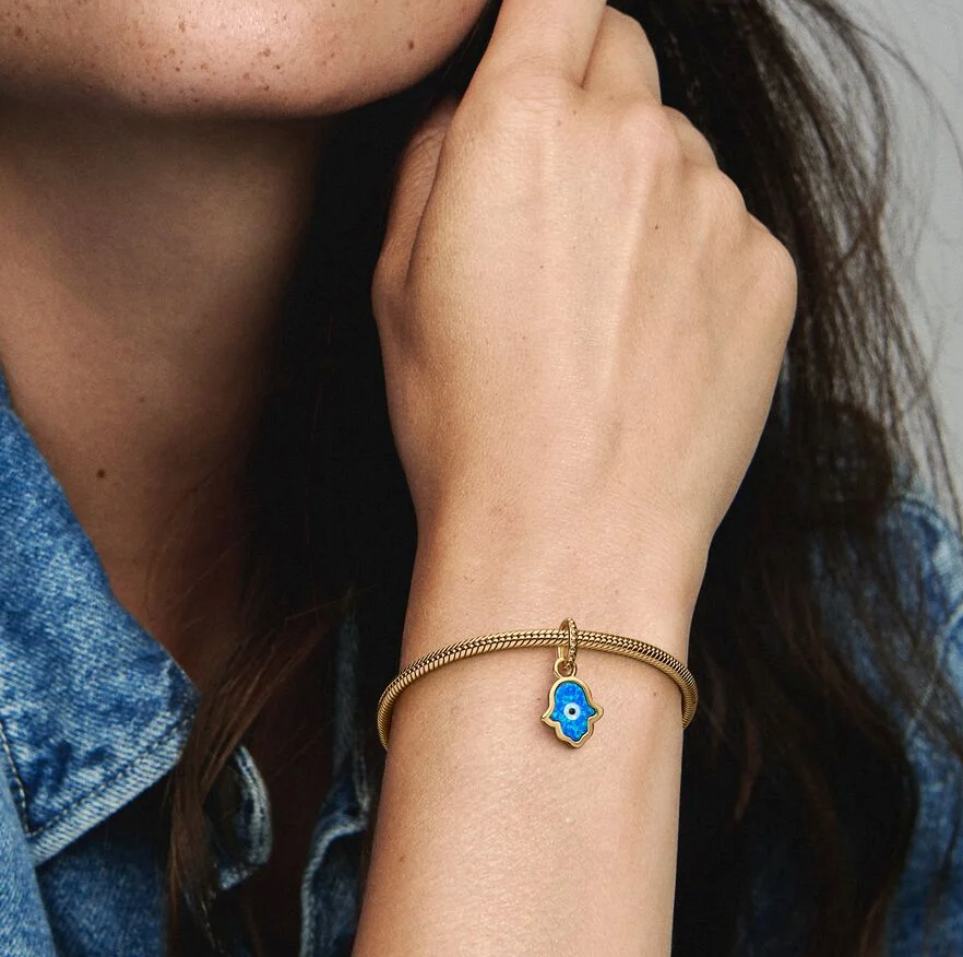 Pandora blå Hamsahånd charm