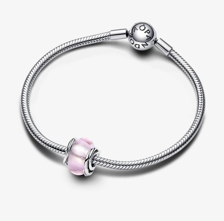 Pandora muranoglass charm, rosa
