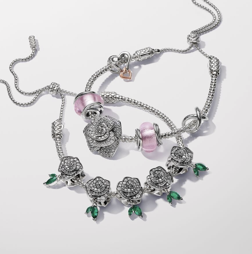 Pandora muranoglass charm, rosa