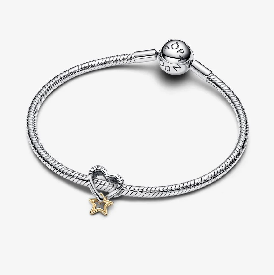 Pandora lykkestjerne og hjerte charm