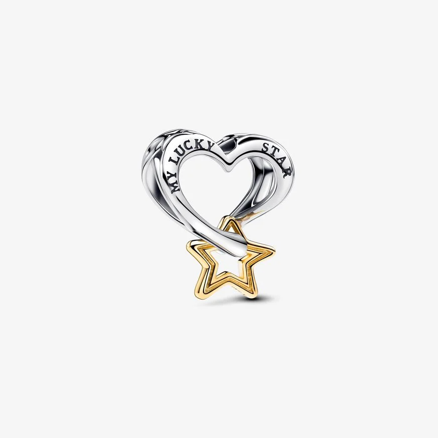 Pandora lykkestjerne og hjerte charm