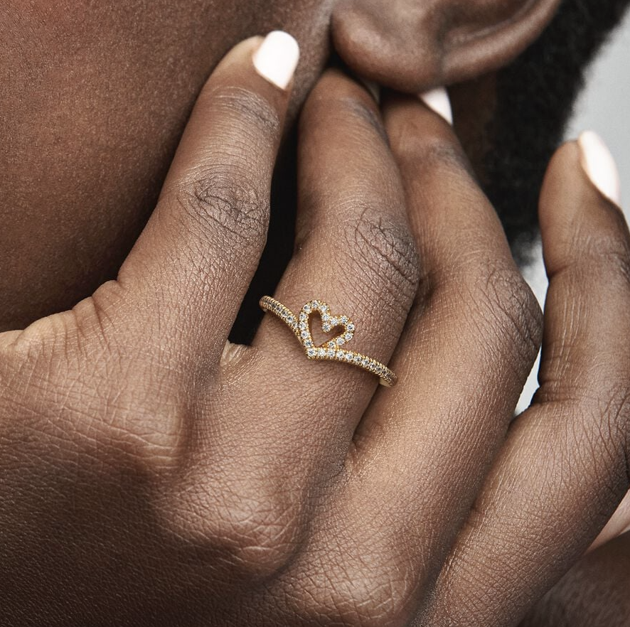 Pandora "funklende wishbone" hjertering