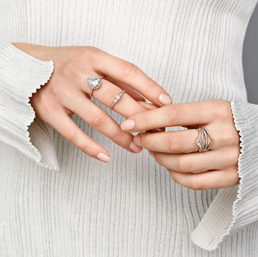 Pandora "sparkling wishbone" ring