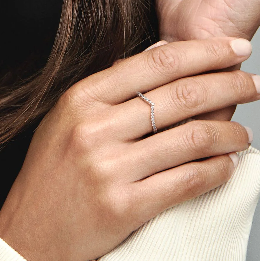 Pandora "sparkling wishbone" ring