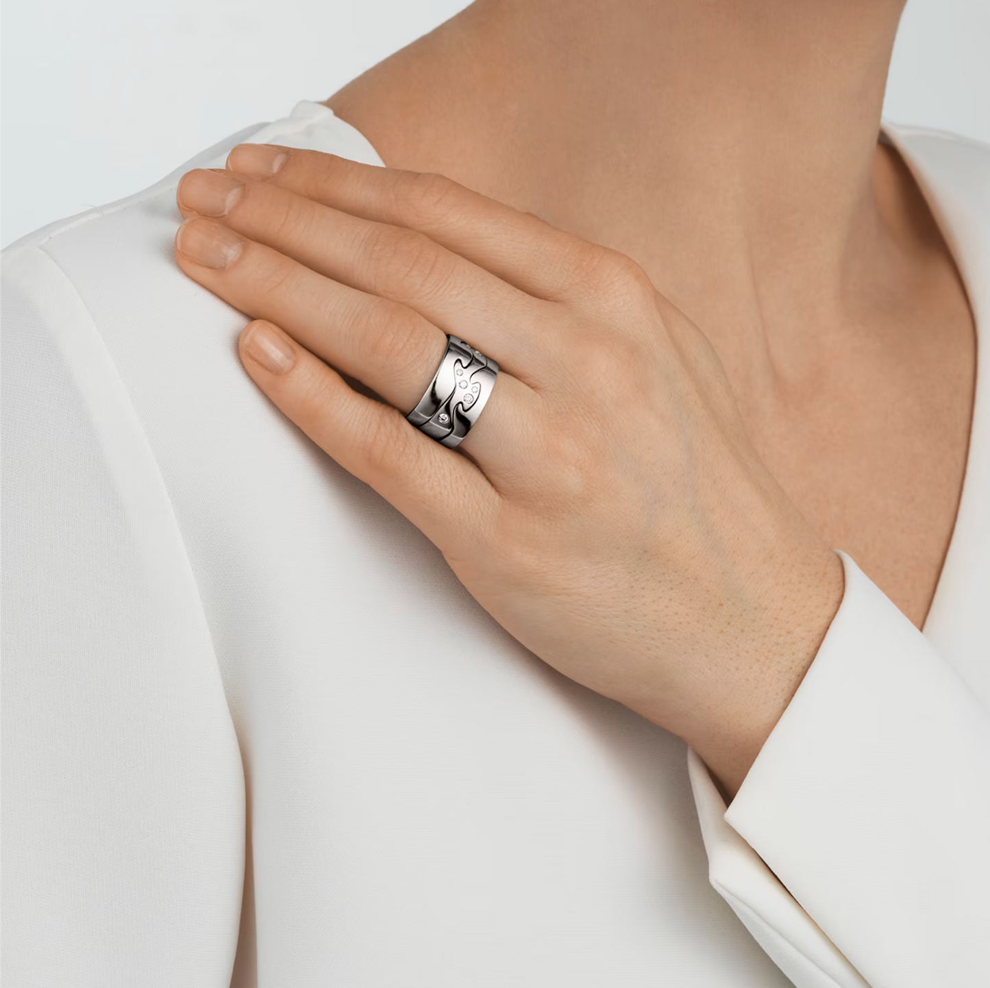 Georg Jensen Fusion senterring med diamanter