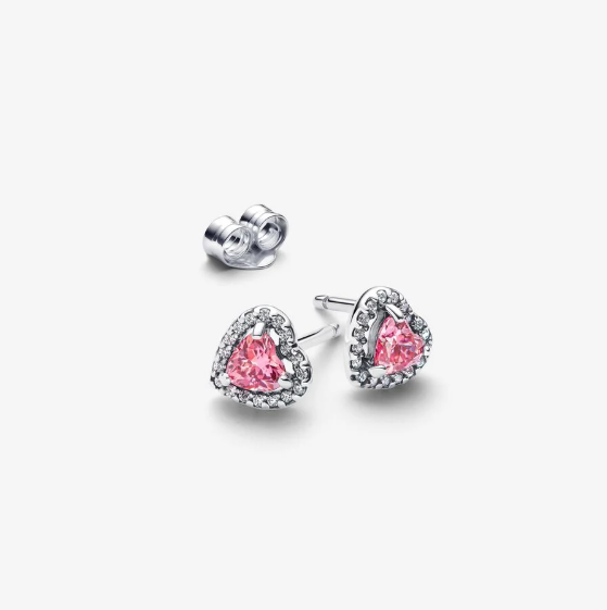 Pandora hevet pink hjerte øredobber