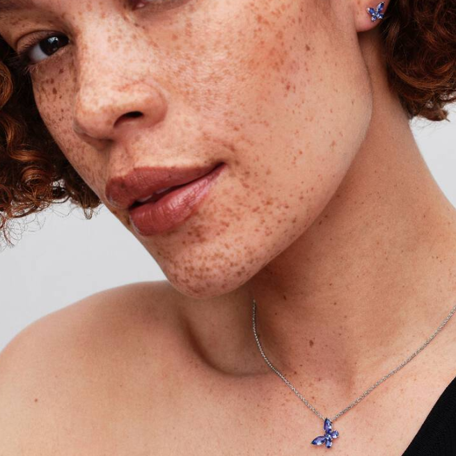 Pandora sommerfugl halskjede, blå