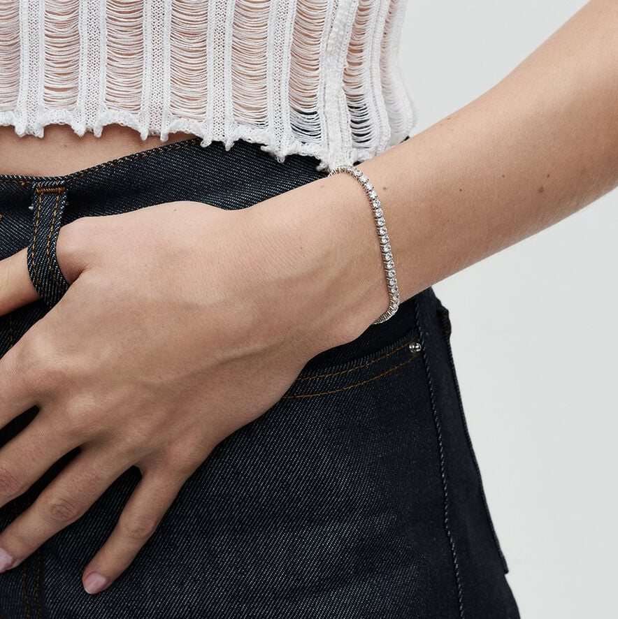 Pandora funklende tennisarmbånd, sølv