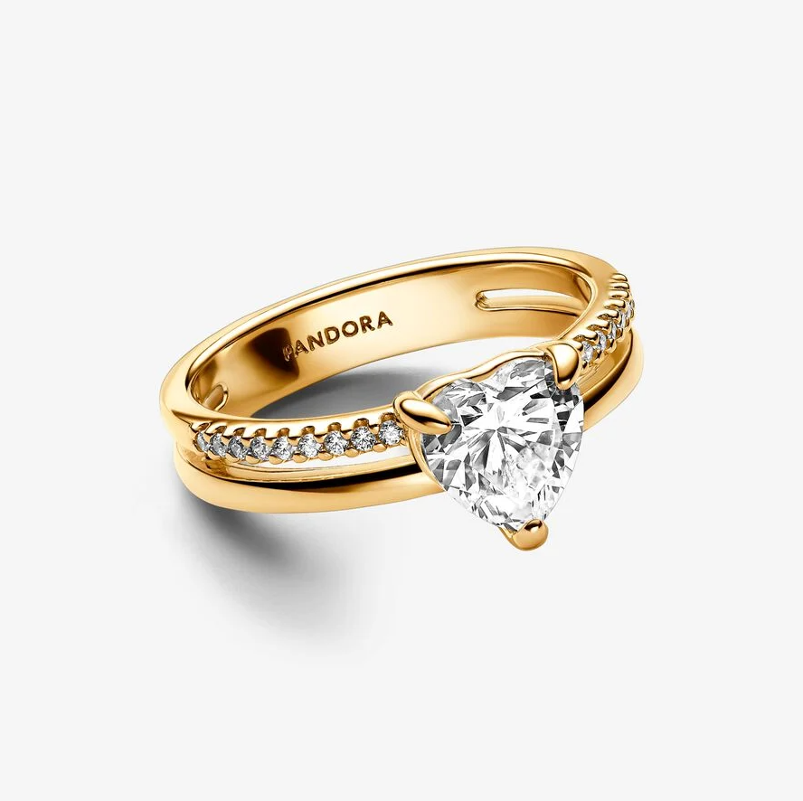 Pandora dobbelt bånd hjerte ring