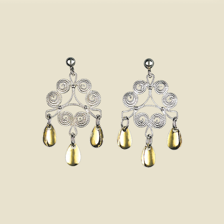 Ørepynt Nordland, hvit/forgylt- Sylvsmidja