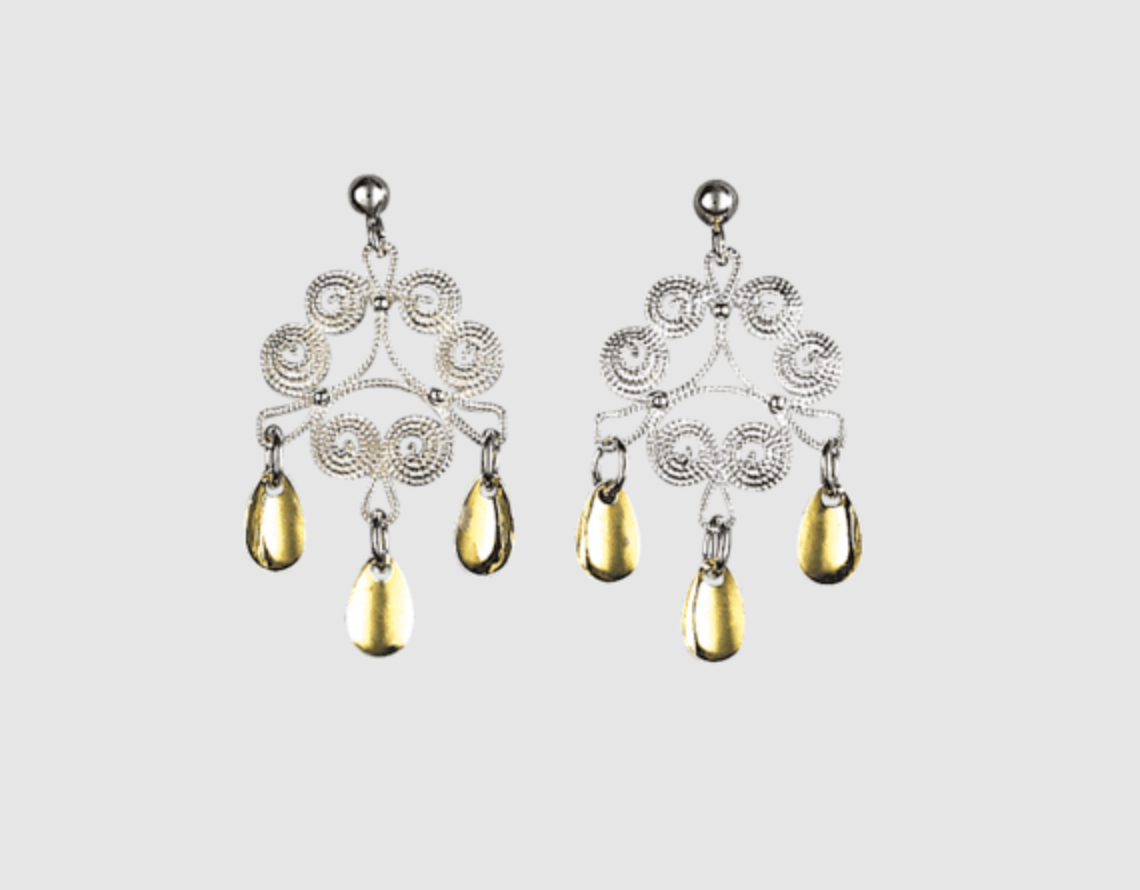 Ørepynt Nordland, hvit/forgylt- Sylvsmidja