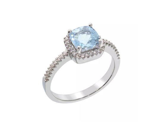 Diamantring "Memory" med sky blue topas