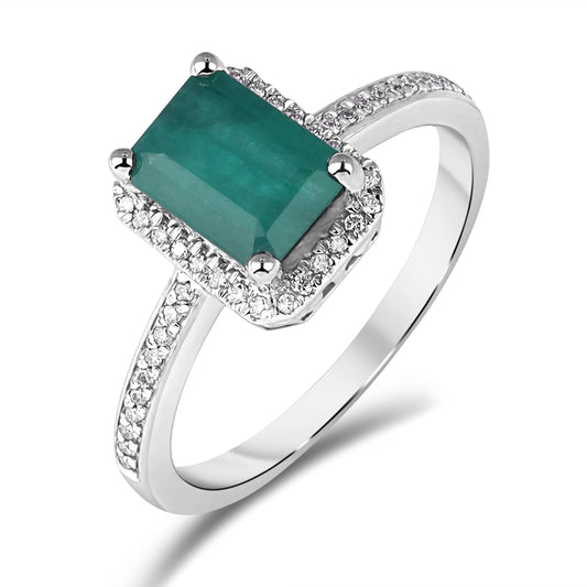 Diamantring med smaragd
