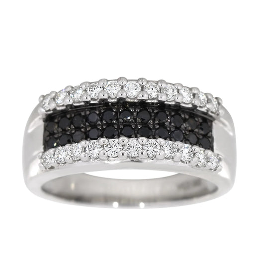 Diamantring med sorte og hvite diamanter