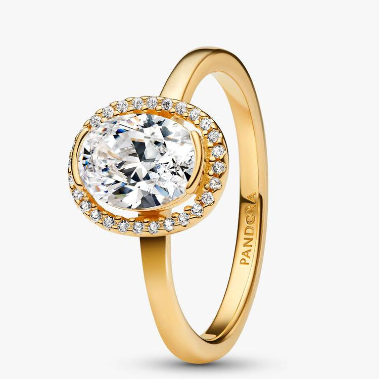 Pandora Oval funklende halo ring