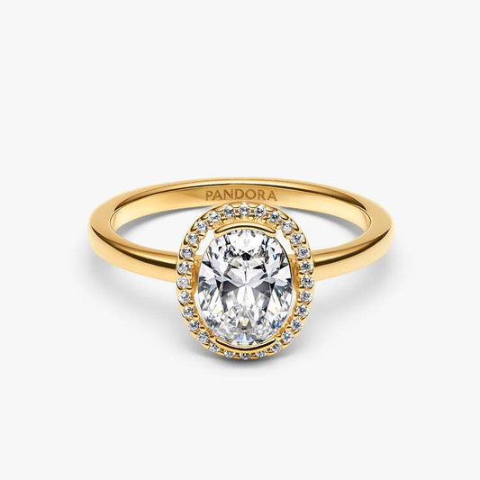 Pandora Oval funklende halo ring