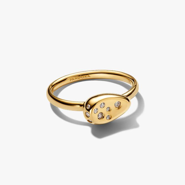Pandora Liten steinsatt oval signetring