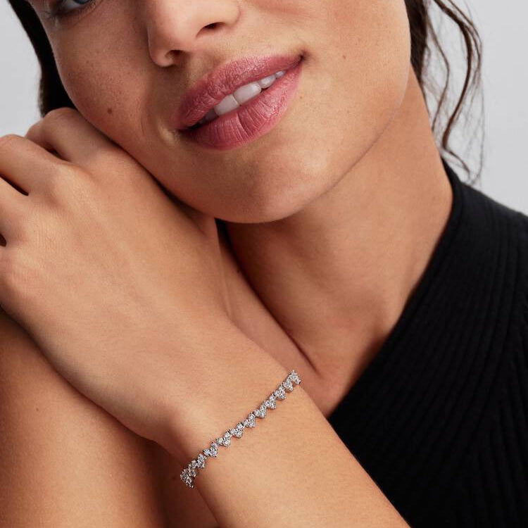 Pandora Trippel stein hjerte armbånd