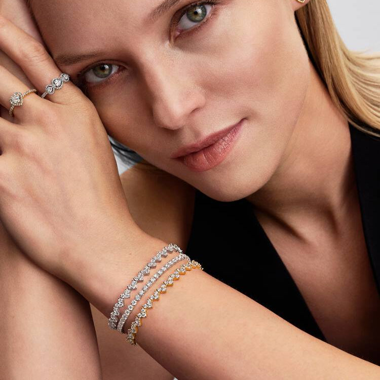 Pandora Trippel stein hjerte armbånd