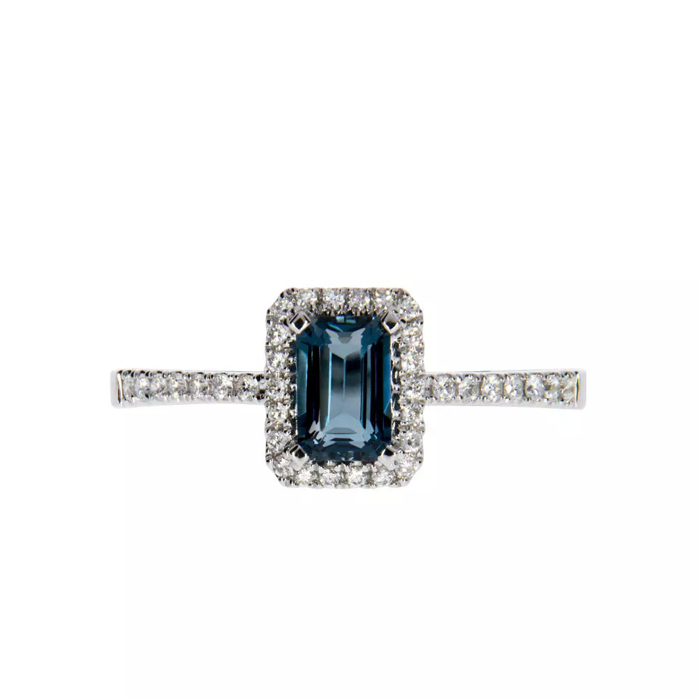 Diamantring "Galant" med London blue topas
