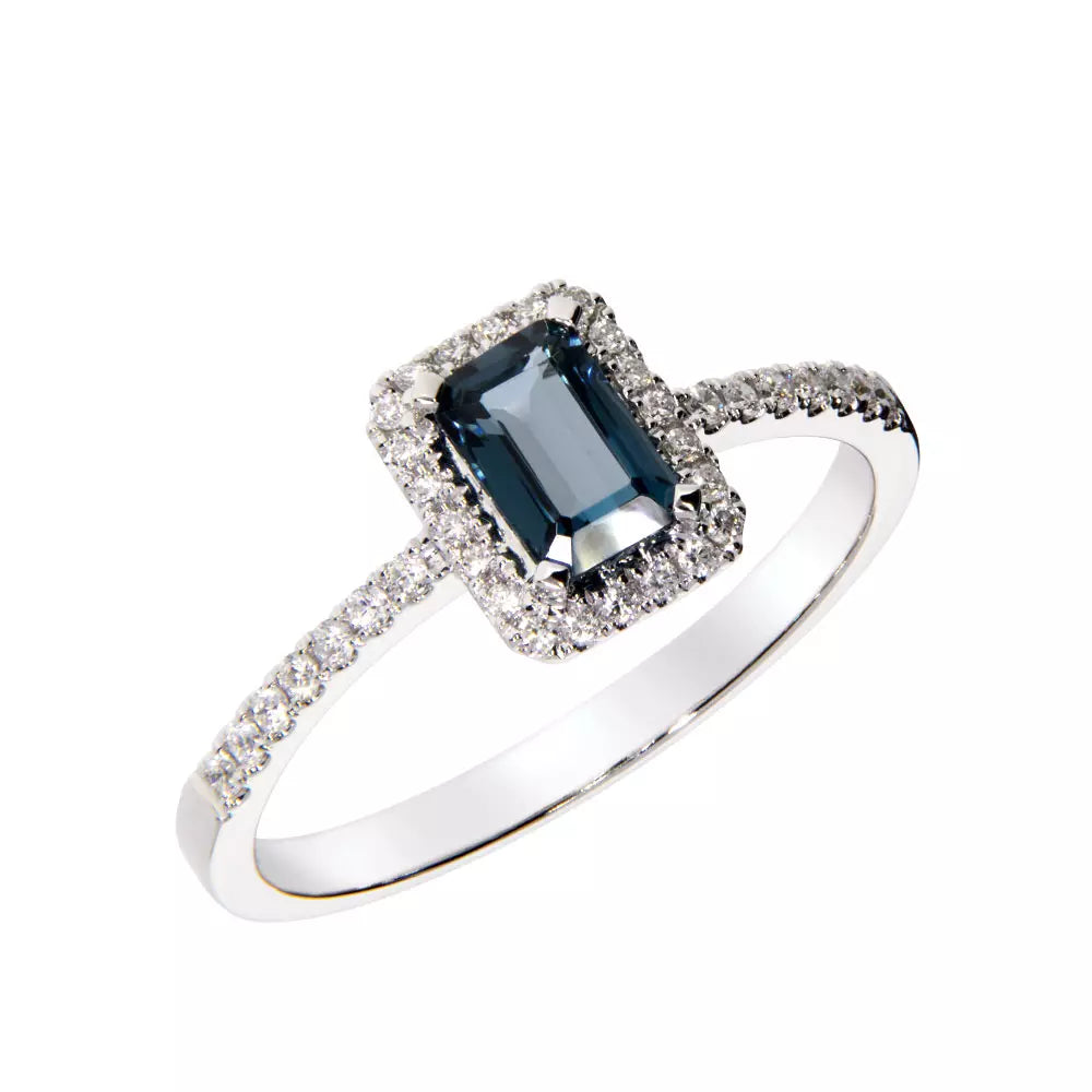 Diamantring "Galant" med London blue topas