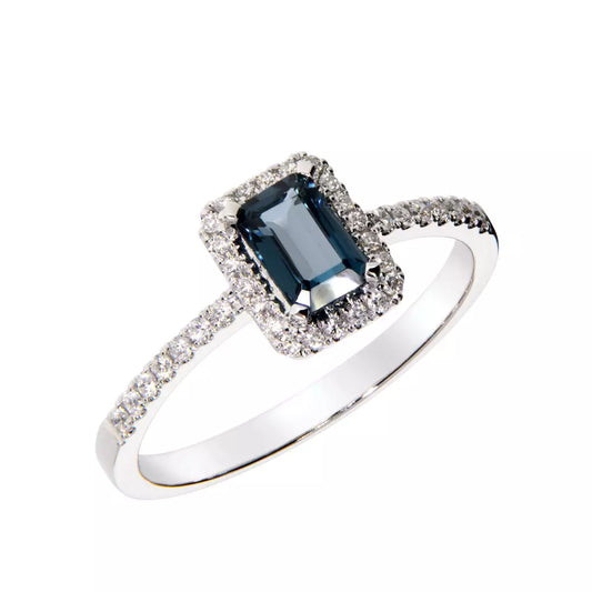 Diamantring "Galant" med London blue topas