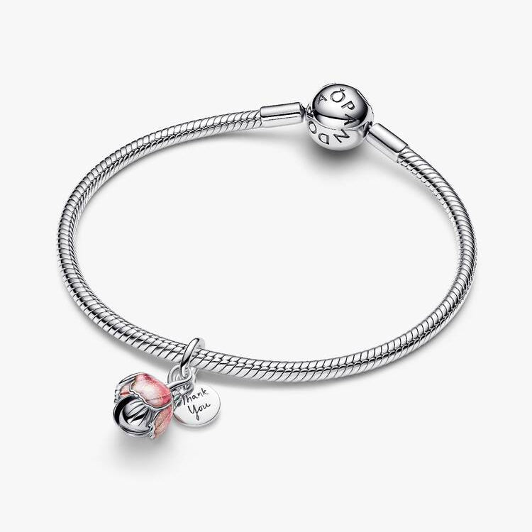 Pandora Tofarget utsprunget blomst hengende charm