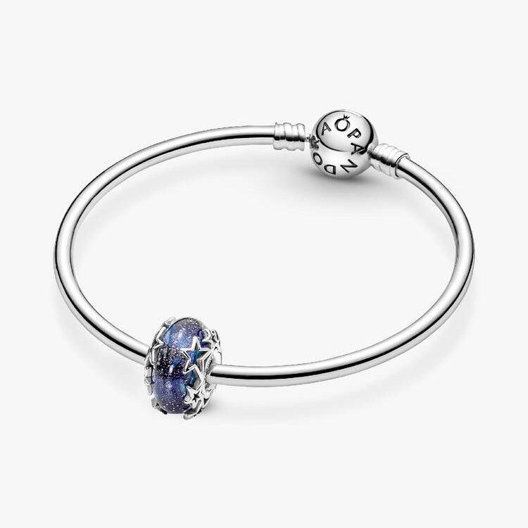 Pandora Blå galakse og stjerner murano charm