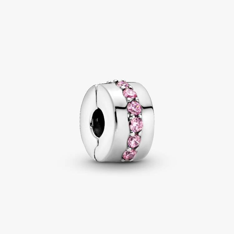 Pandora Funklende rad klemmecharm, rosa
