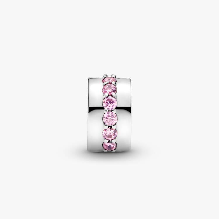 Pandora Funklende rad klemmecharm, rosa