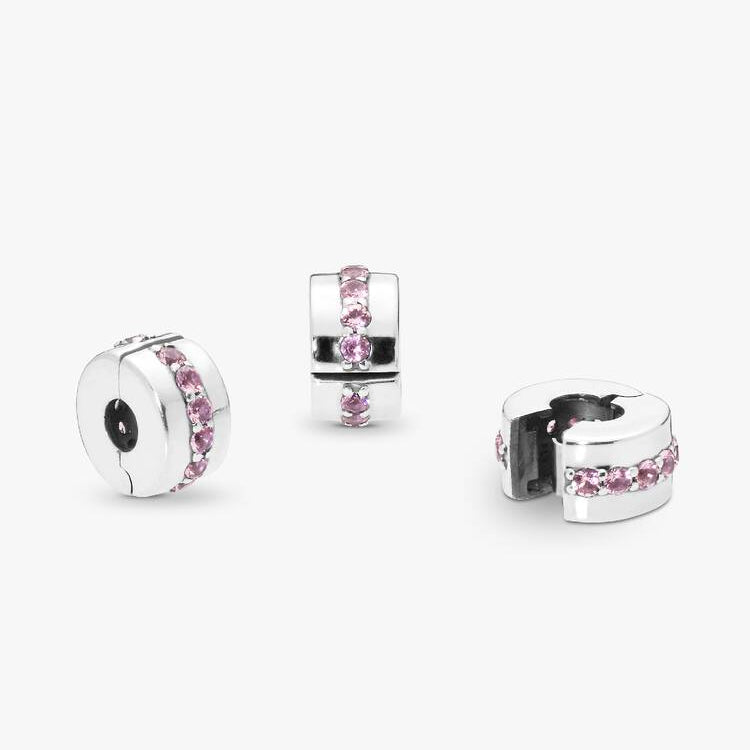Pandora Funklende rad klemmecharm, rosa