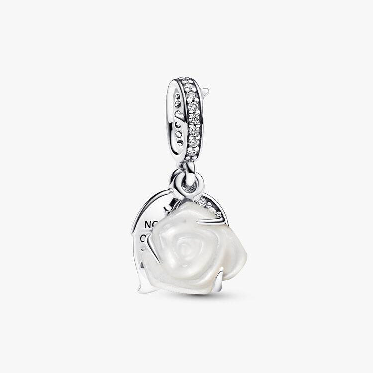Pandora Hvit utsprunget rose dobbel charm