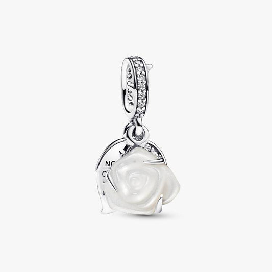 Pandora Hvit utsprunget rose dobbel charm