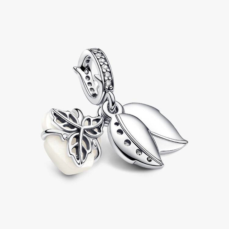 Pandora Hvit utsprunget rose dobbel charm