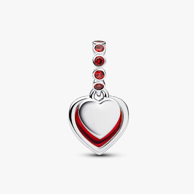 Pandora Rødt muranoglass hjerte dobbel charm