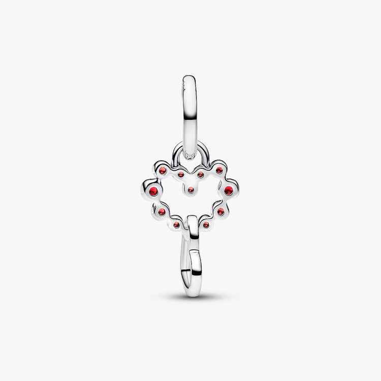 Pandora Sammenkoblede hjerter og røde stener charm