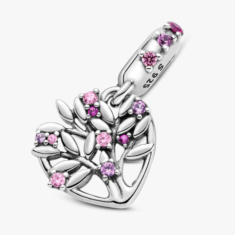 Pandora Rosa hjerte familietre hengende charm