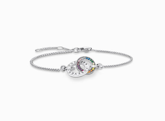 Thomas Sabo Blanckened silver bracelet together with two rings and coloured Stones.
